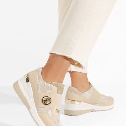 Sneakers cu platforma Salicia bej-Sneakers cu platforma-Sneakers cu platforma