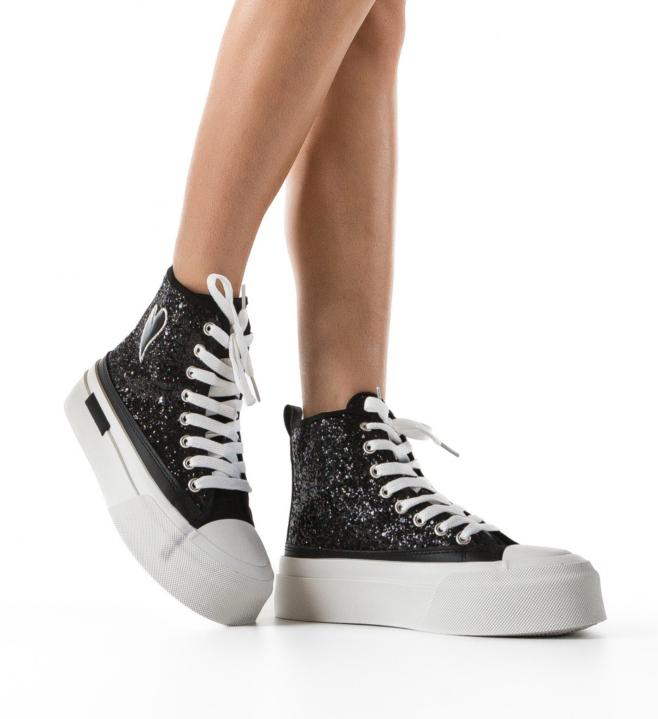 Sneakers dama Cuore Negri-Casual-Casual