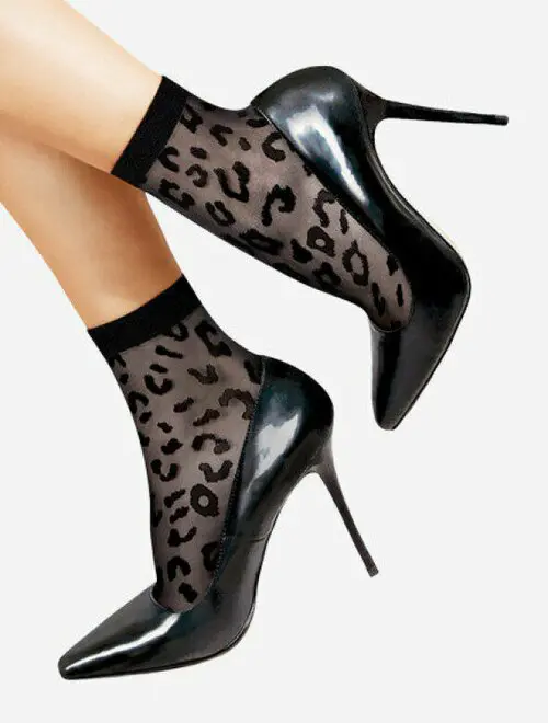 Sosete lycra negre cu animal print Lores Leopardo 20 den-FEMEI