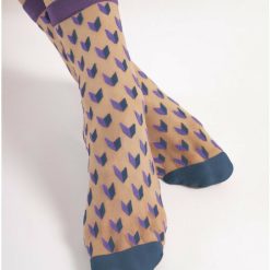 Sosete lycra nude cu model geometric albastru Fiore Dizzy 20 den-FEMEI