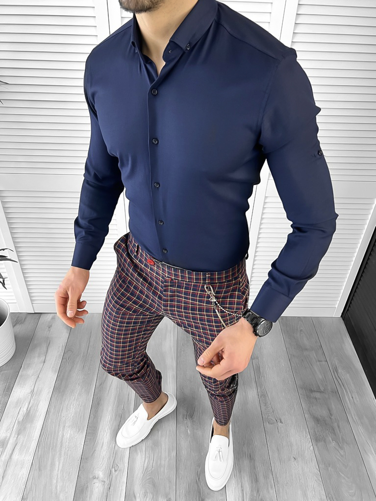 Tinuta barbati smart casual Pantaloni + Camasa  + Lanț 10409-Tinute barbati smart casual > Tinute barbati smart casual din 2 piese