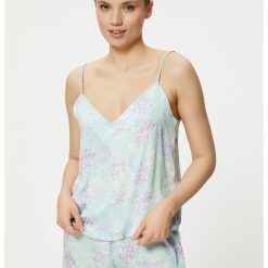 Top de pijama cu decolteu in V si model floral-FEMEI-