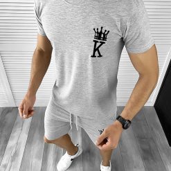 Trening barbati gri  pantaloni + tricou 11698 O5-5.1-Trening