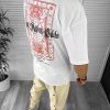 Tricou barbati alb  cu imprimeu pe spate  oversize 13045 O6-6.1-Tricouri