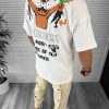 Tricou barbati alb  cu imprimeu pe spate  oversize Y043 O5-6.3-Tricouri