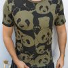 Tricou barbati slim fit VERDE KAKI PANDA - TR127-Reduceri