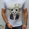 Tricou barbati slim fit alb Panda - TR82-Reduceri