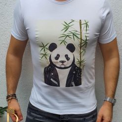 Tricou barbati slim fit alb Panda TR82 2
