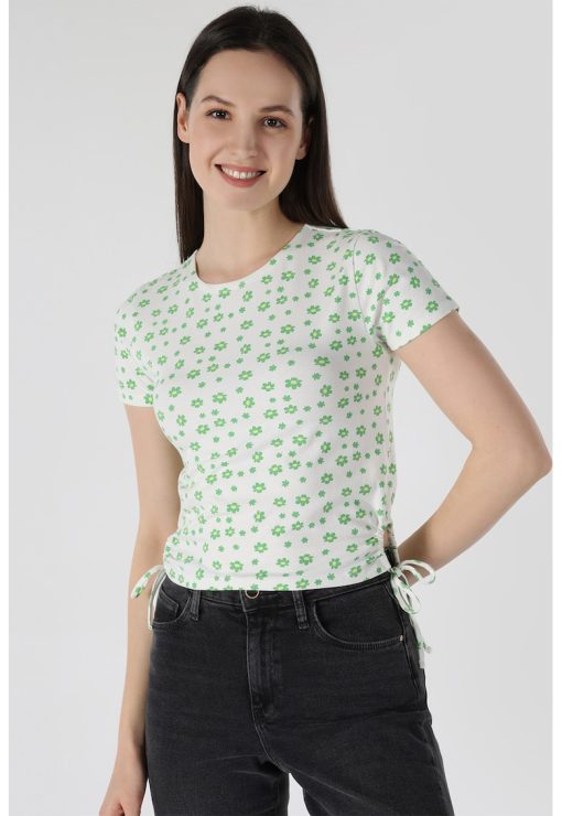 Tricou crop cu imprimeu floral-FEMEI-IMBRACAMINTE/Tricouri si maiouri