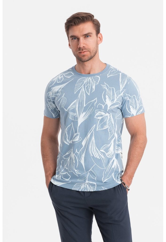 Tricou cu decolteu la baza gatului si imprimeu-BARBATI-