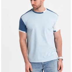 Tricou cu decolteu la baza gatului si model colorblock-BARBATI-
