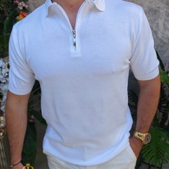 Alb cu  guler- TR1056-Tricouri