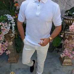 Tricou de barbati Alb cu guler TR1056 2