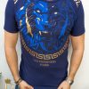 Tricou de barbati slim fit bleumarin cu strasuri Les Designers Paris - TR110-Tricouri