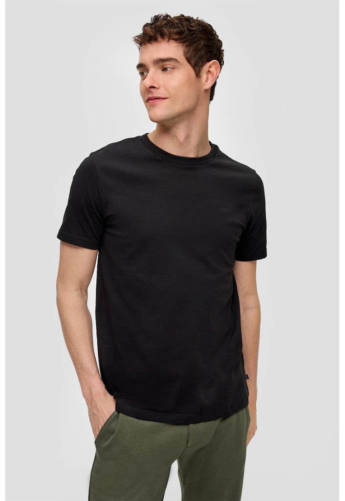 Tricou de bumbac cu decolteu la baza gatului-BARBATI-