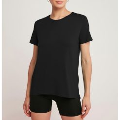 Tricou de bumbac cu decolteu la baza gatului-FEMEI-