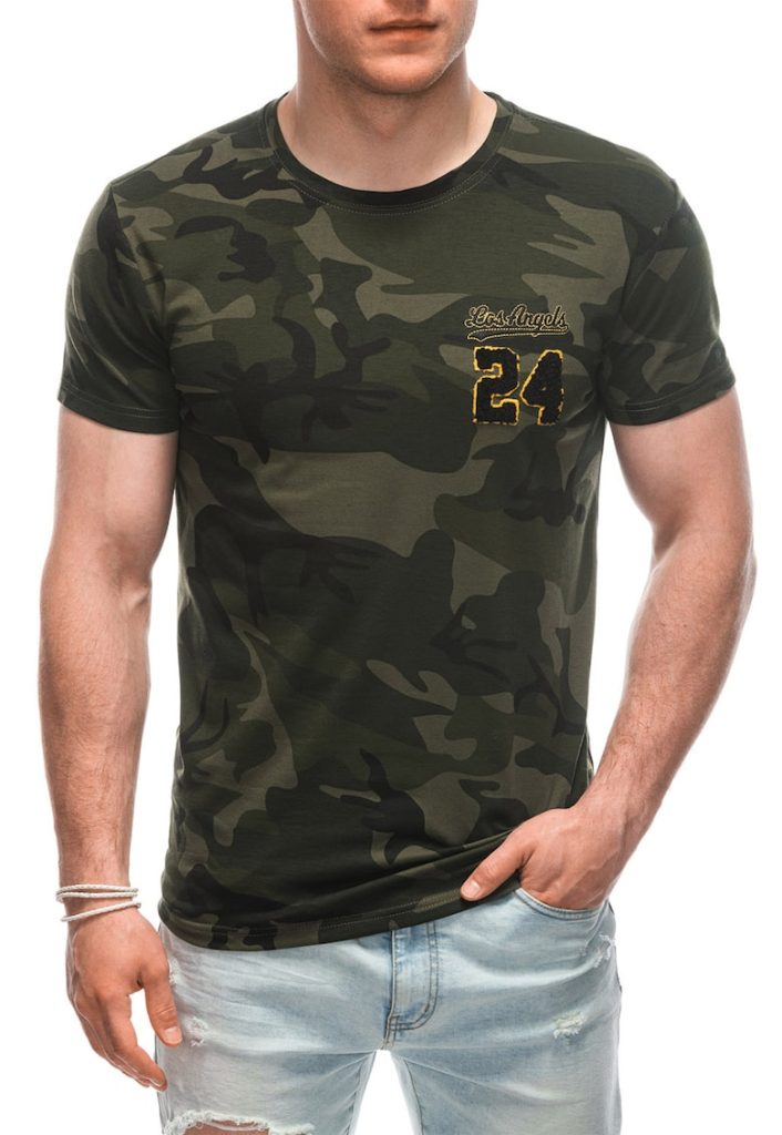 Tricou din amestec de bumbac cu model camuflaj-BARBATI-IMBRACAMINTE/Tricouri si maiouri