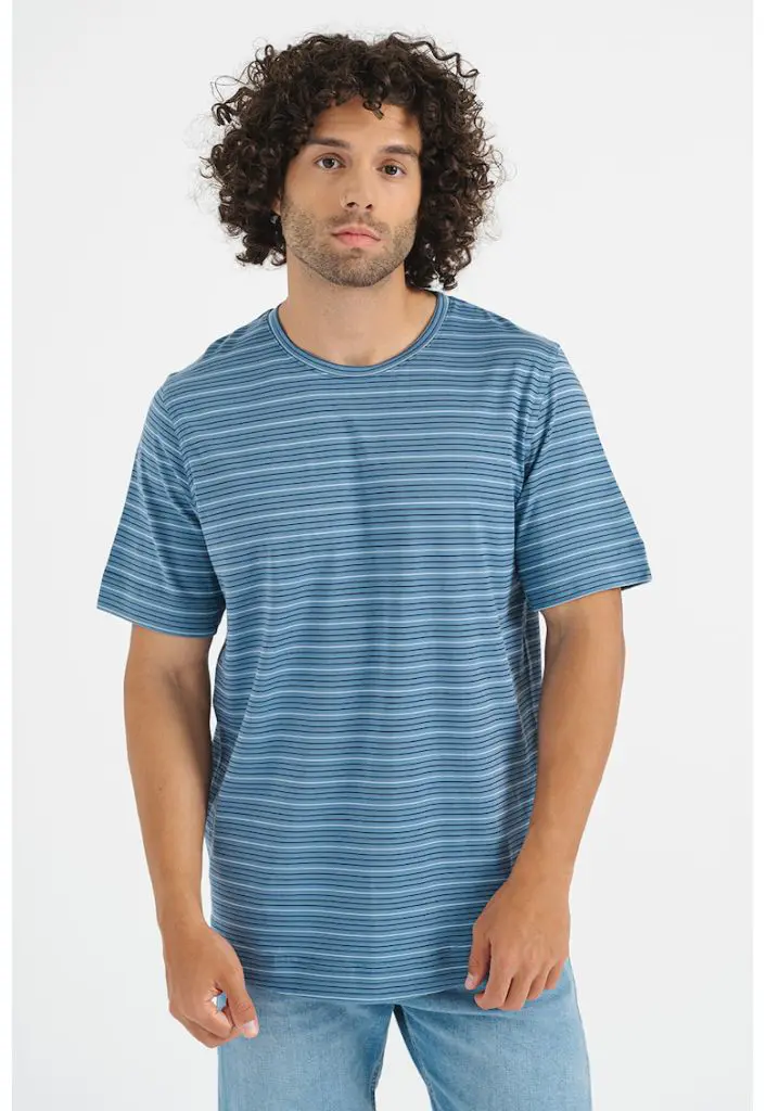 Tricou din amestec de bumbac cu model in dungi-BARBATI-