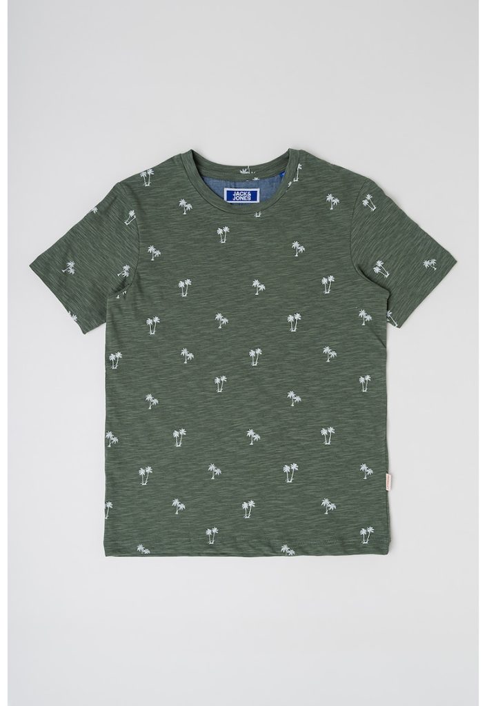 Tricou din bumbac cu decolteu la baza gatului si model logo-BAIETI-