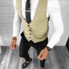 Vesta barbati eleganta slim fit bej  B8139 75-4 E-Veste > Veste barbati elegante