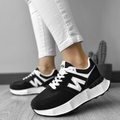 Adidasi dama casual albi cu negru A22 N10-2-Incaltaminte > Incaltaminte dama > Adidasi dama
