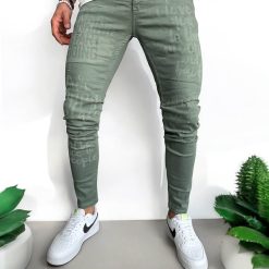 Blugi barbati conici verzi 1259 G6-5-Blugi barbati
