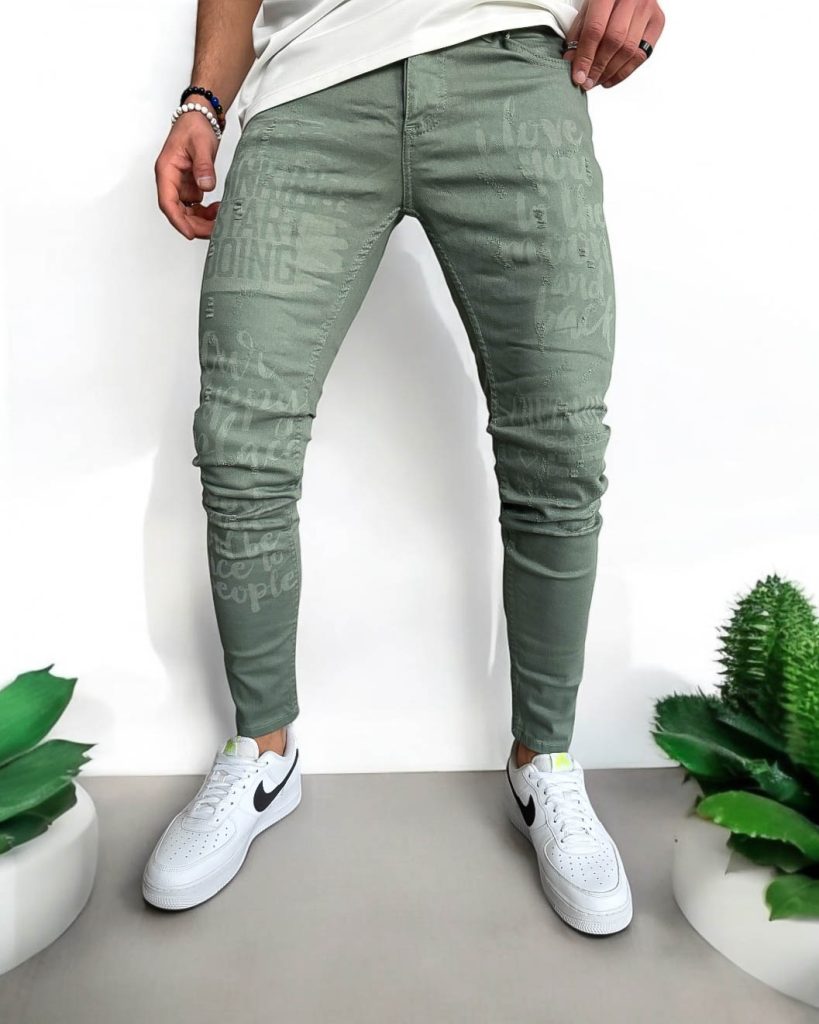 Blugi barbati conici verzi 1259 G6-5-Blugi barbati