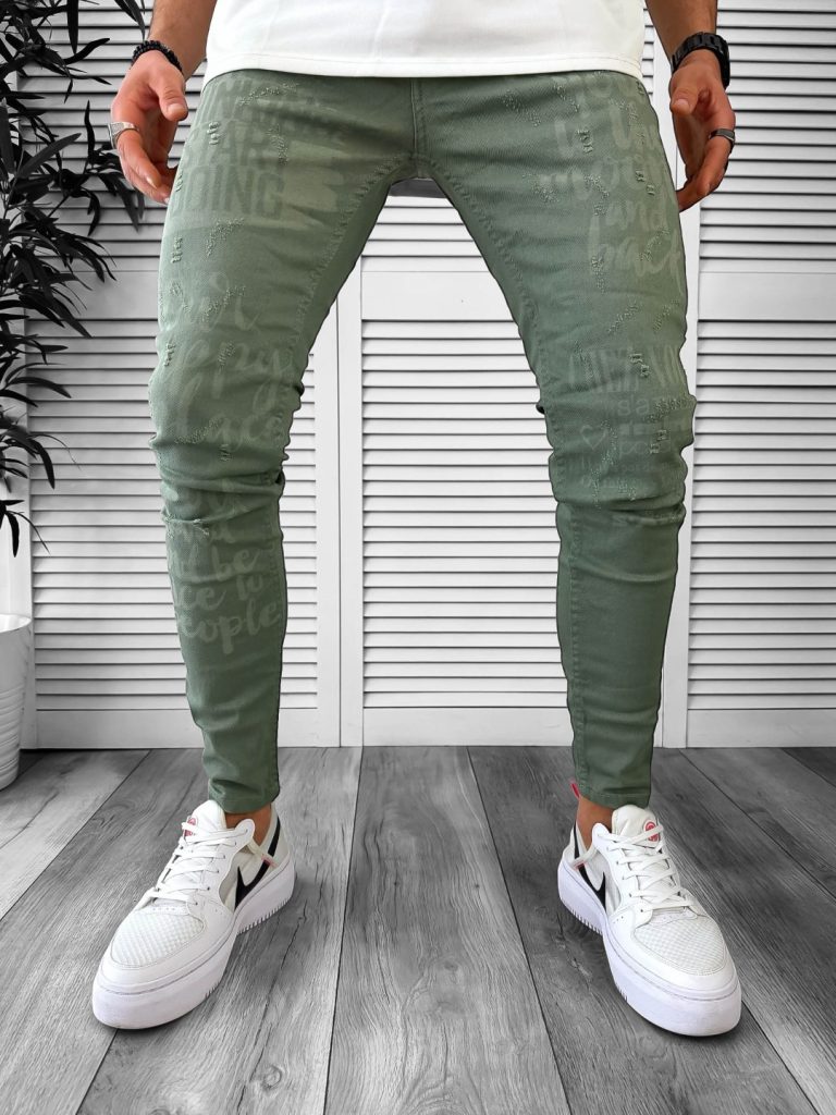 Blugi barbati conici verzi 1259 G6-5-Blugi barbati