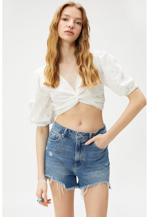 Bluza crop cu design rasucit-FEMEI-IMBRACAMINTE/Bluze
