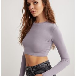 Bluza crop de bumbac-FEMEI-