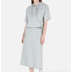 Bluza cu gluga - maneci scurte si buzunare aplicate-FEMEI-IMBRACAMINTE/Bluze