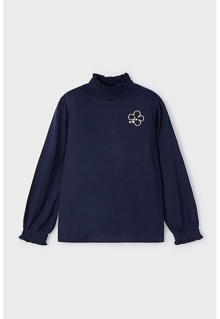 Bluza cu guler scurt si maneste elastice-FETE-IMBRACAMINTE/Bluze
