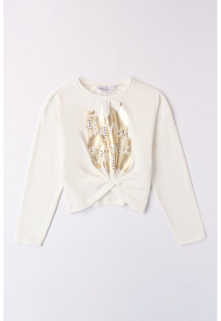 Bluza cu imprimeu si nod frontal-FETE-