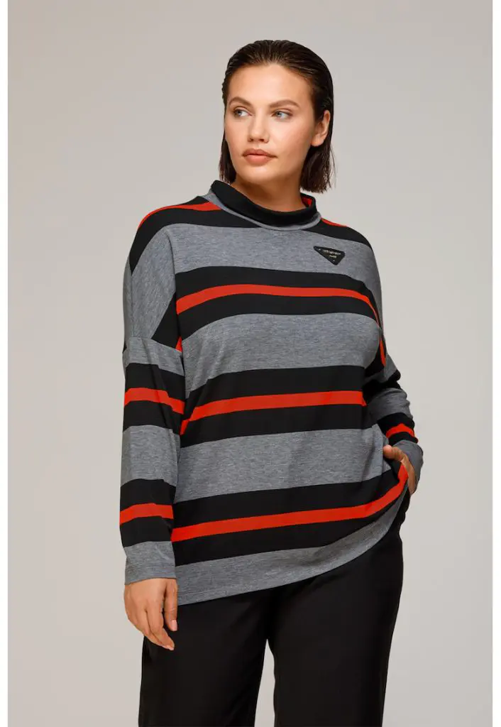 Bluza cu model in dungi si guler scurt-FEMEI-