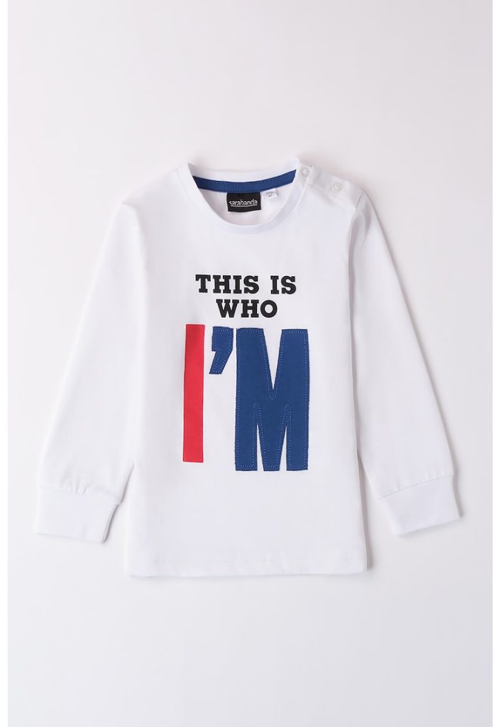 Bluza de bumbac cu imprimeu text-BAIETI-