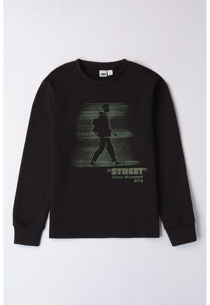Bluza de trening cu decolteu la baza gatului si imprimeu grafic-BAIETI-IMBRACAMINTE/Bluze