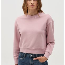 Bluza de trening cu decolteu la baza gatului si maneci cazute-FEMEI-IMBRACAMINTE/Hanorace