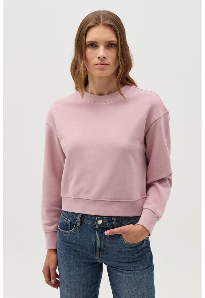 Bluza de trening cu decolteu la baza gatului si maneci cazute-FEMEI-IMBRACAMINTE/Hanorace