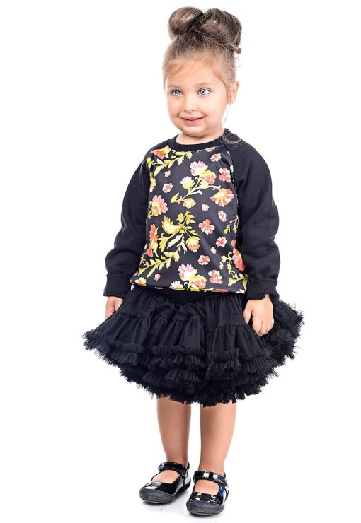 Bluza de trening cu imprimeu floral si maneci raglan-FETE-