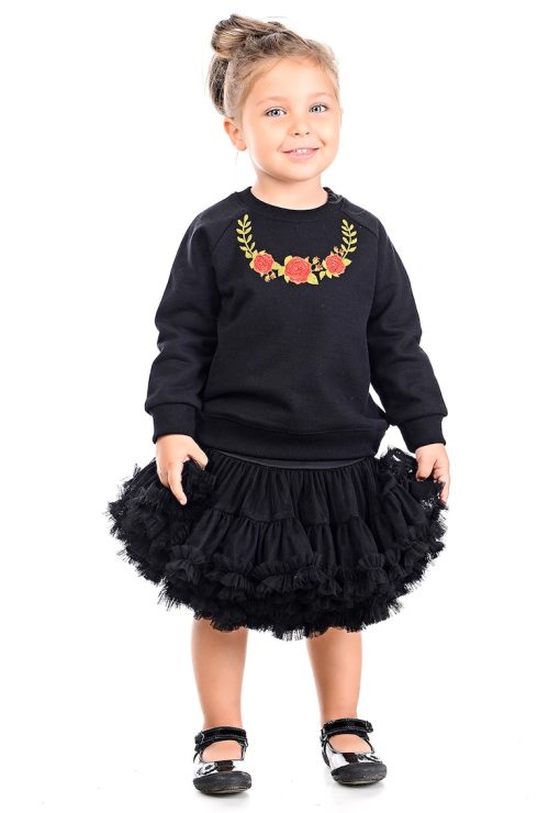 Bluza de trening din bumbac cu model floral si maneci raglan-FETE-
