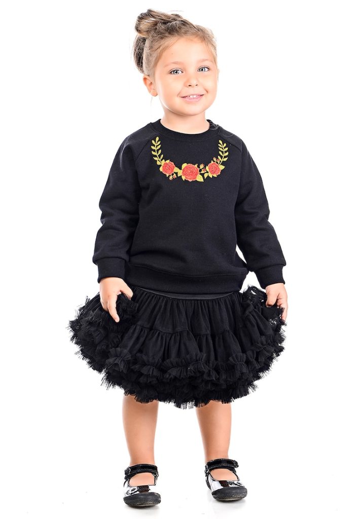 Bluza de trening din bumbac cu model floral si maneci raglan-FETE-