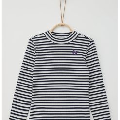 Bluza din amestec de bumbac cu model in dungi-FETE-IMBRACAMINTE/Bluze