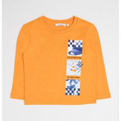 Bluza din bumbac cu decolteu la baza gatului-BAIETI-