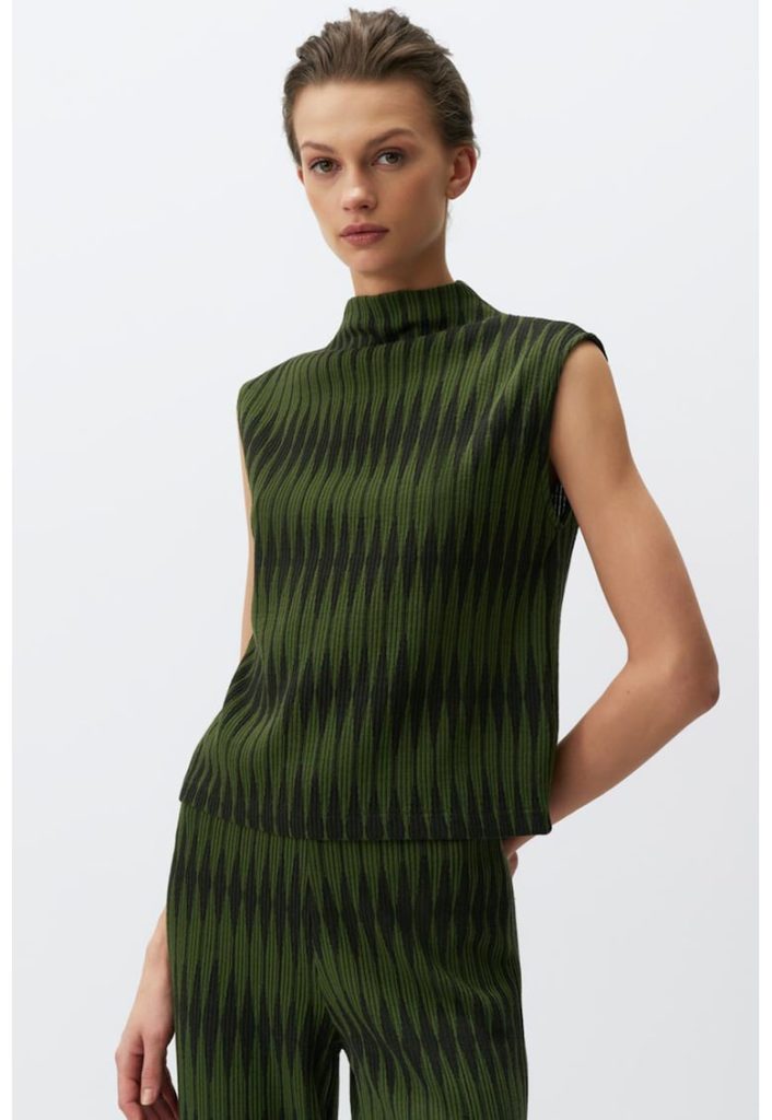 Bluza fara maneci cu modle geometric-FEMEI-