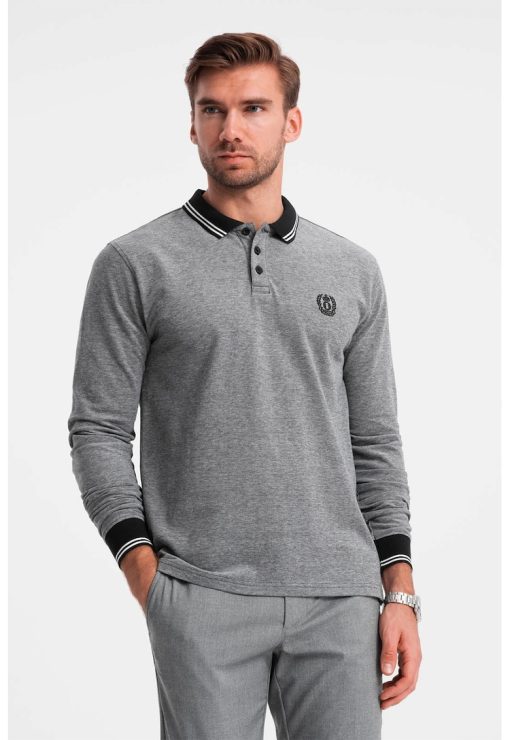 Bluza polo cu fenta cu fermoar-BARBATI-IMBRACAMINTE/Bluze