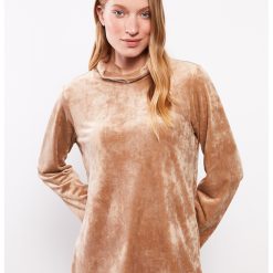 Bluza sport de catifea cu guler scurt-FEMEI-