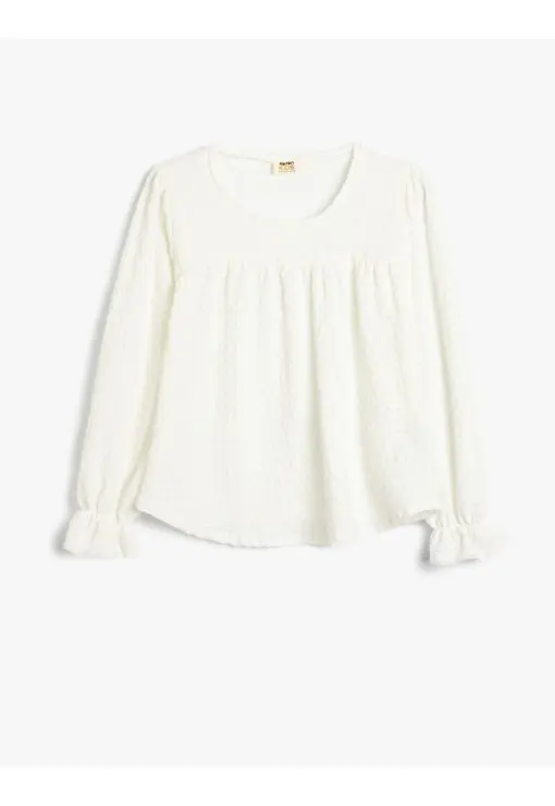 Bluza texturata cu mansete cu volane-FETE-