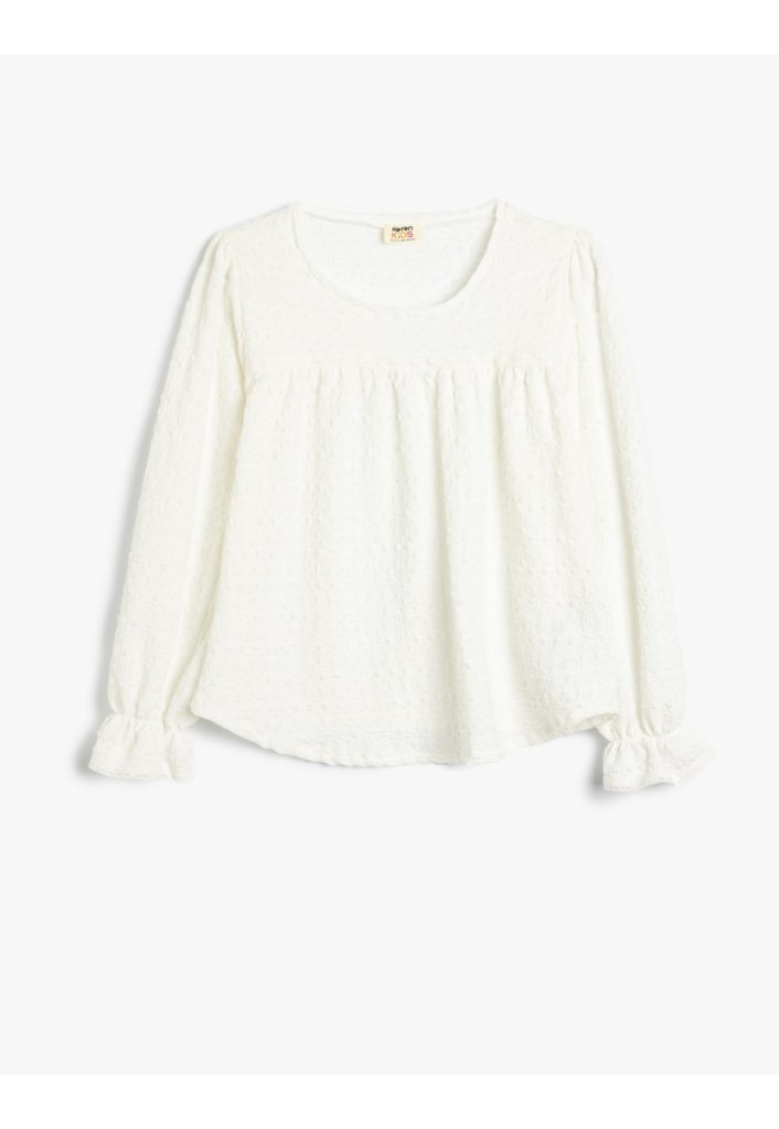 Bluza texturata cu mansete cu volane-FETE-