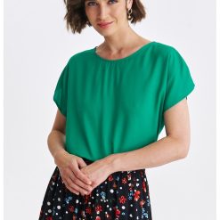 Bluza uni cu decolteu rotund-FEMEI-