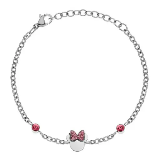 Bratara Disney Minnie Mouse fundita cu cristale - Otel Medical Inoxidabil si Cristale Roz-Disney